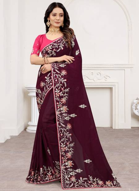 Wine Colour Parasmani Heavy New Exclusive Wear Latest Designer Saree Collection 5916